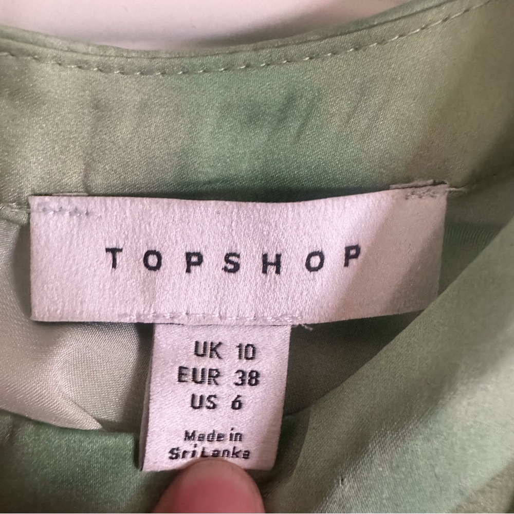 Topshop size 6 green tie die crop with ties around the waist top - Picture 4 of 4